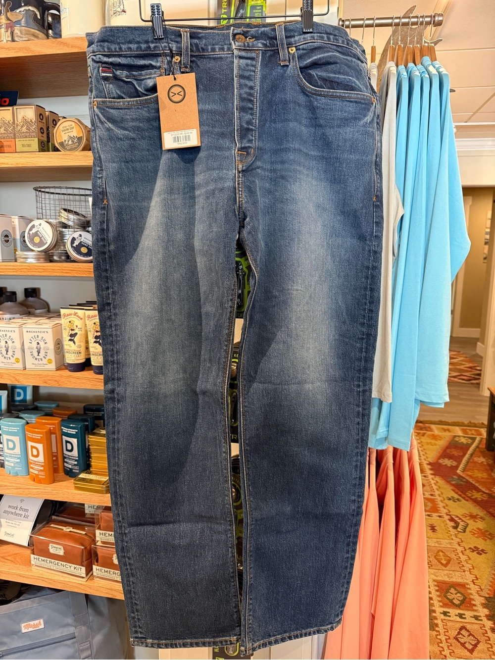 Men's Straight Jeans - Dark Blue Wash